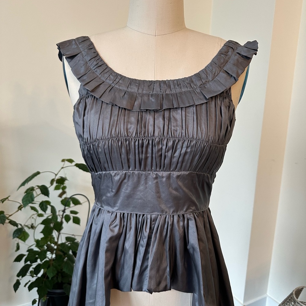 Elegant Gray Ruffled Women's Top